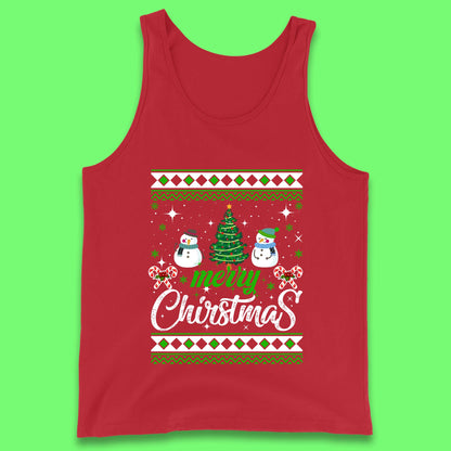 merry christmas snowman tank top
