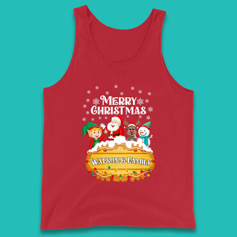 Personalised Merry Christmas Your Name Santa Claus Reindeer Snowman Elf Family Xmas Holiday Squad Tank Top