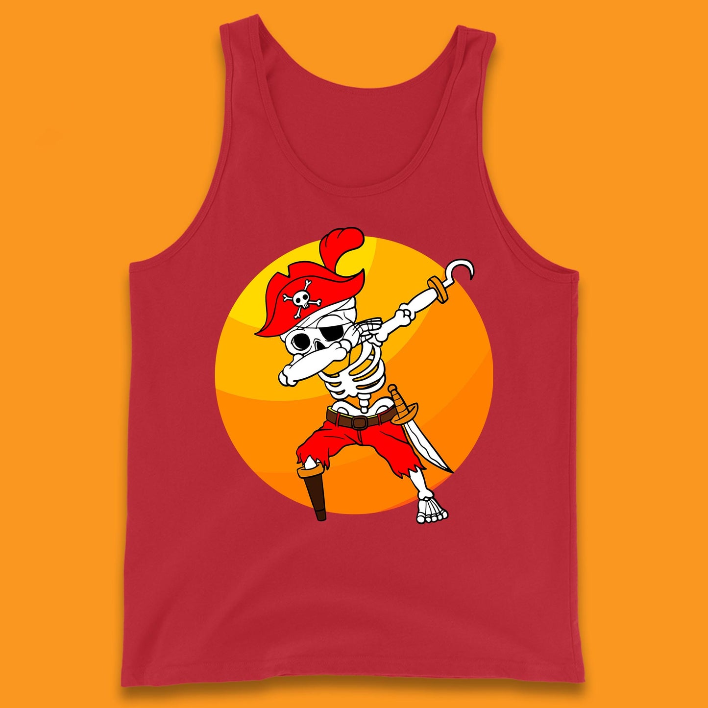 Dabbing Pirate Skeleton Halloween Jolly Roger Funny Halloween Costume Tank Top