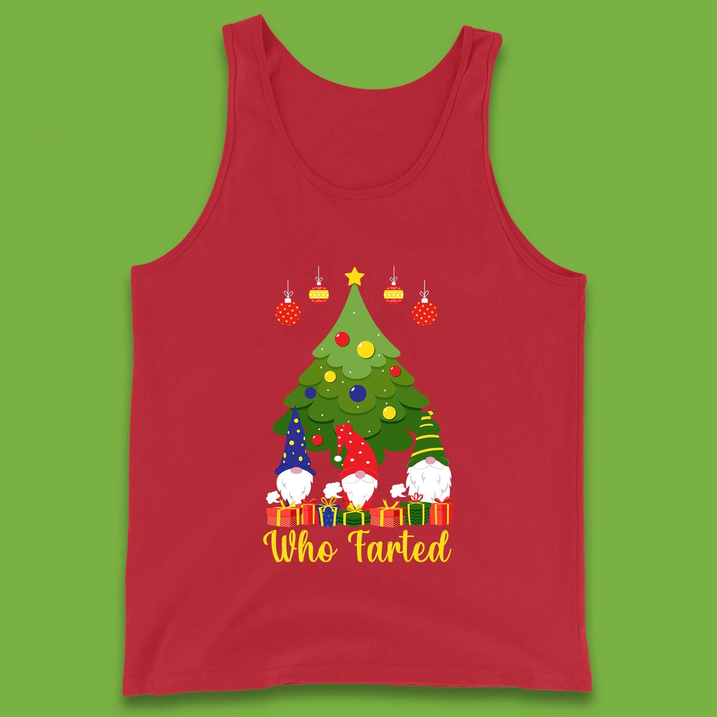 who farted christmas gnomes funny tank top