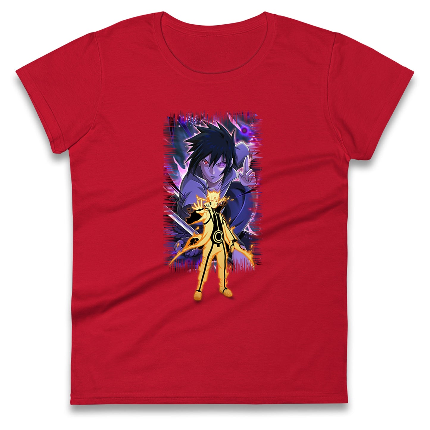 sasuke uchiha and naruto uzumaki womens t shirt