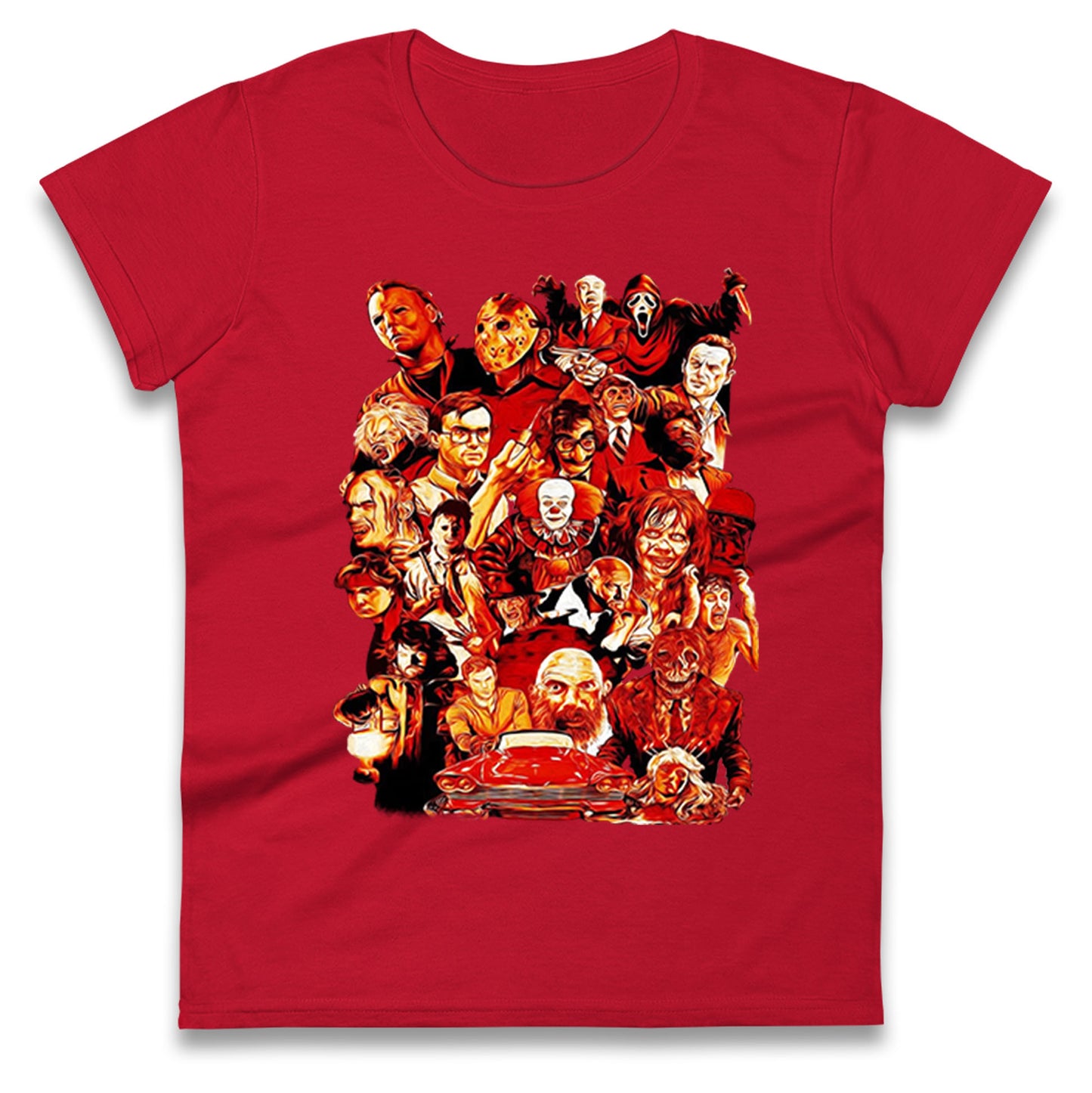 Horror Characters Halloween Womens t shirts