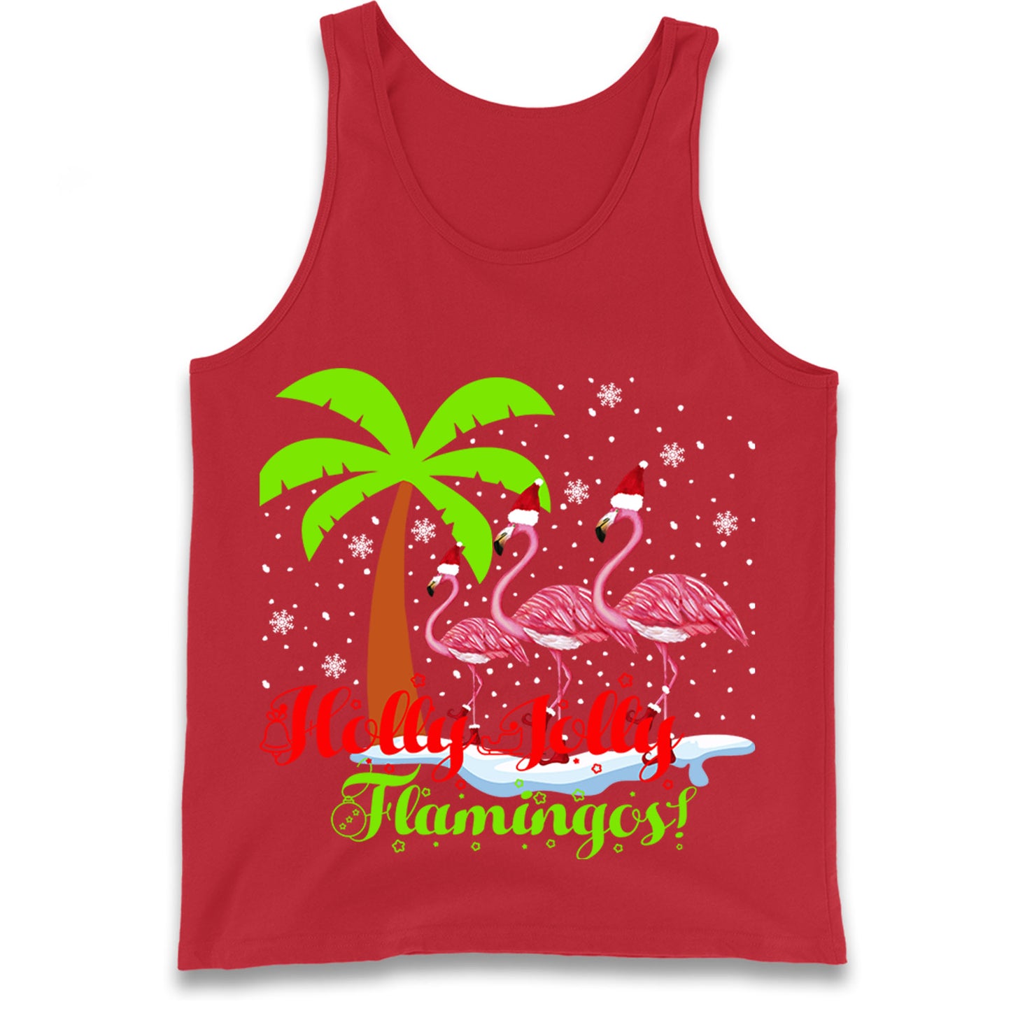 Holly Jolly Flamingos Christmas Tank Top