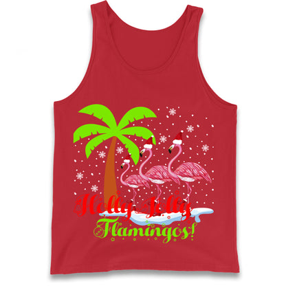 Holly Jolly Flamingos Christmas Tank Top