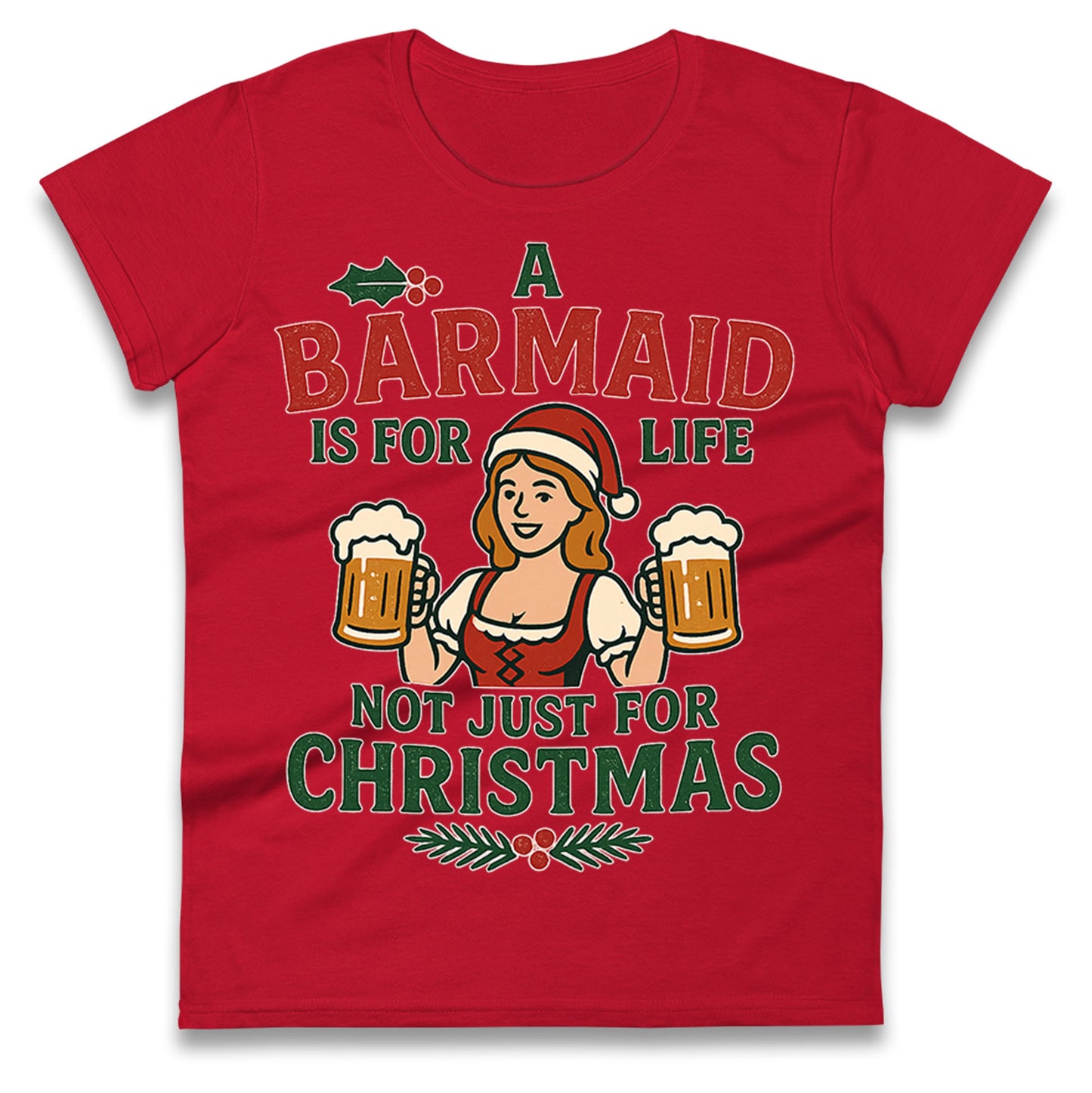 Barmaid Xmas Ladies T Shirt
