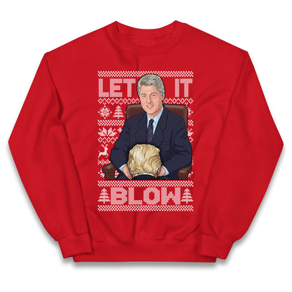 Let it Blow Donald Trump & Bill Clinton Christmas Kids Jumper