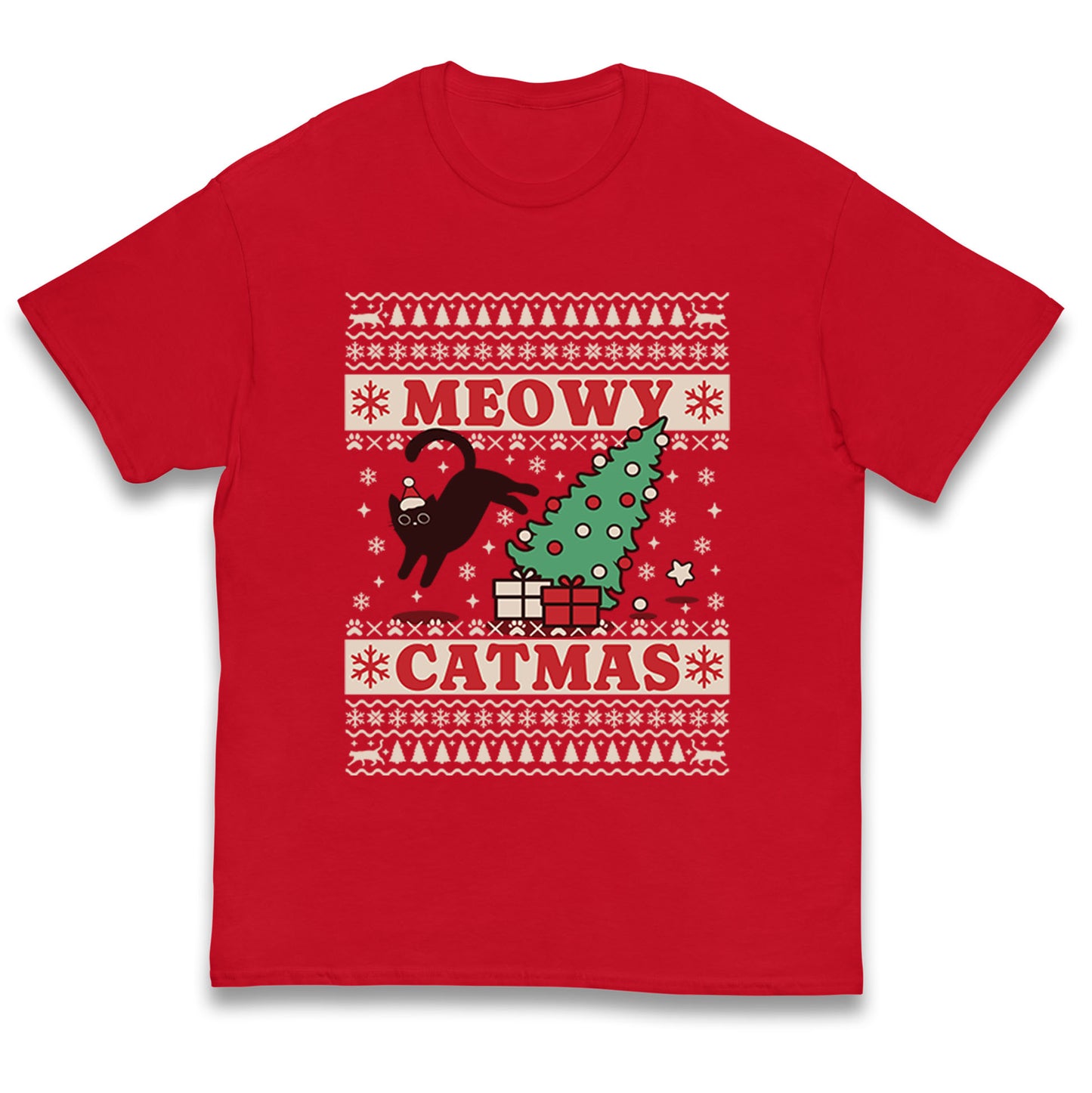 Christmas Cat Kids T Shirt