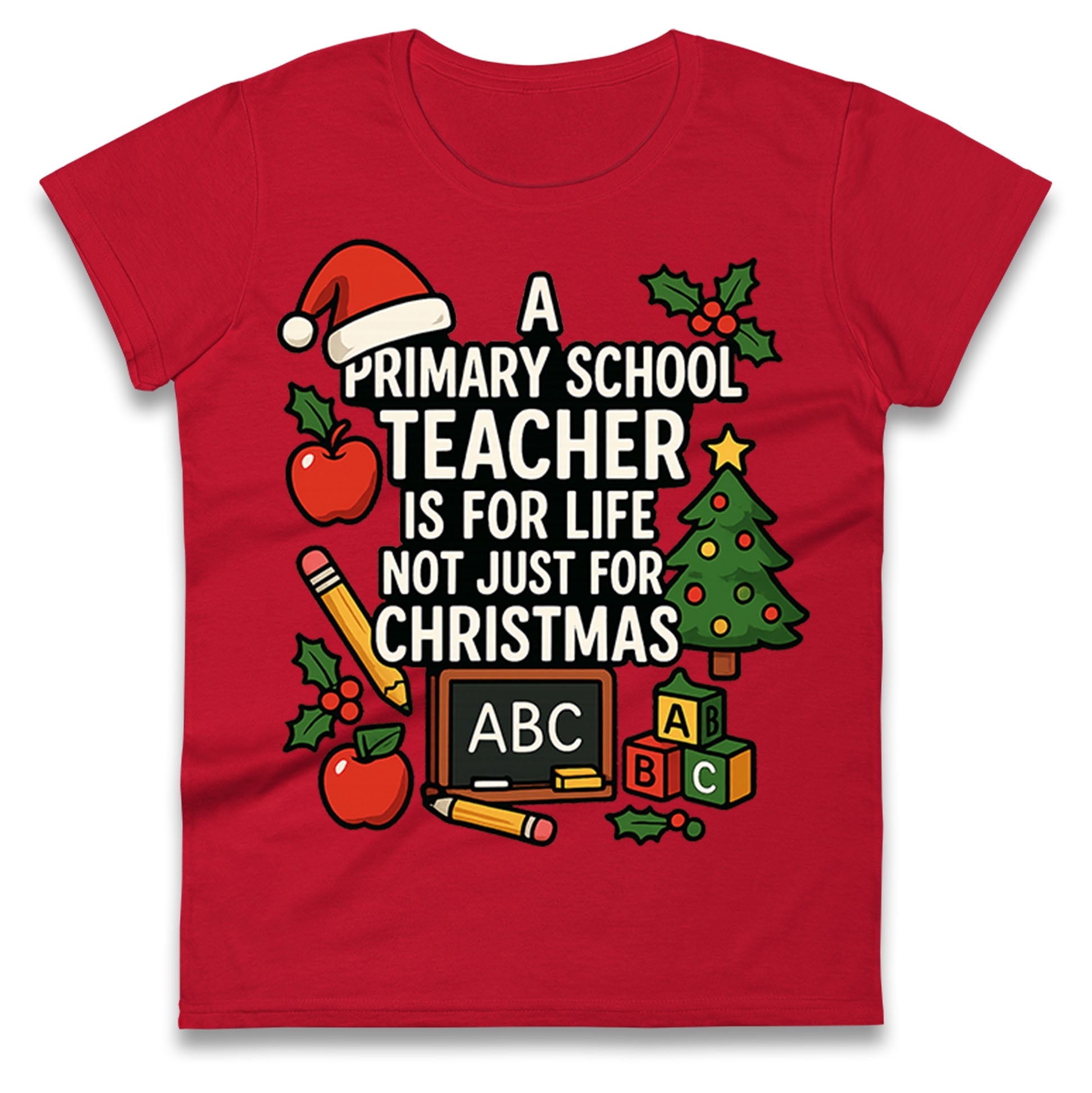Primary School Teacher Christmas Ladies T Shirt