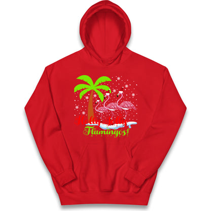 Holly Jolly Flamingos Christmas Kids Hoodie