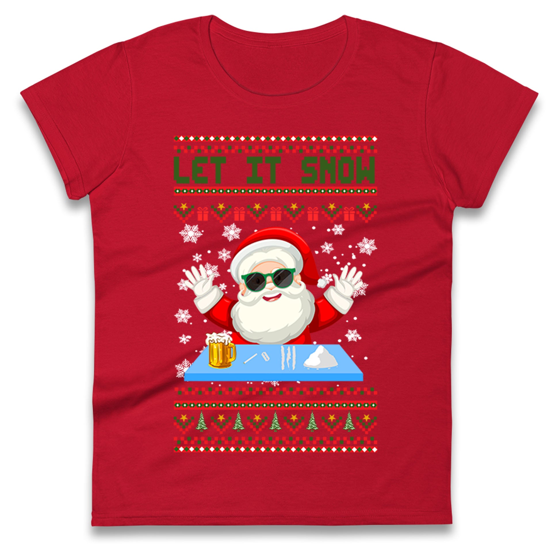 Santa Claus Christmas Ladies T Shirt