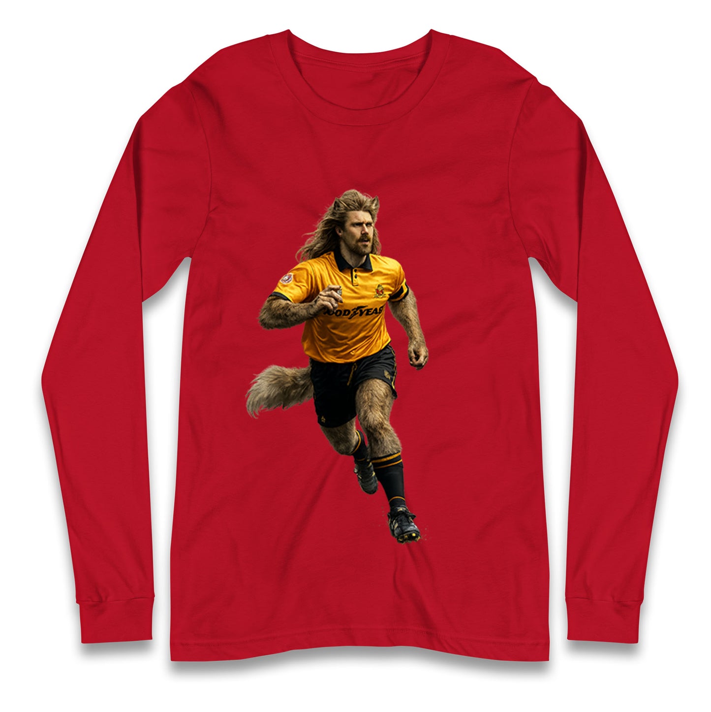 Retro The Wolf Wolves Football Longsleeve T Shirt