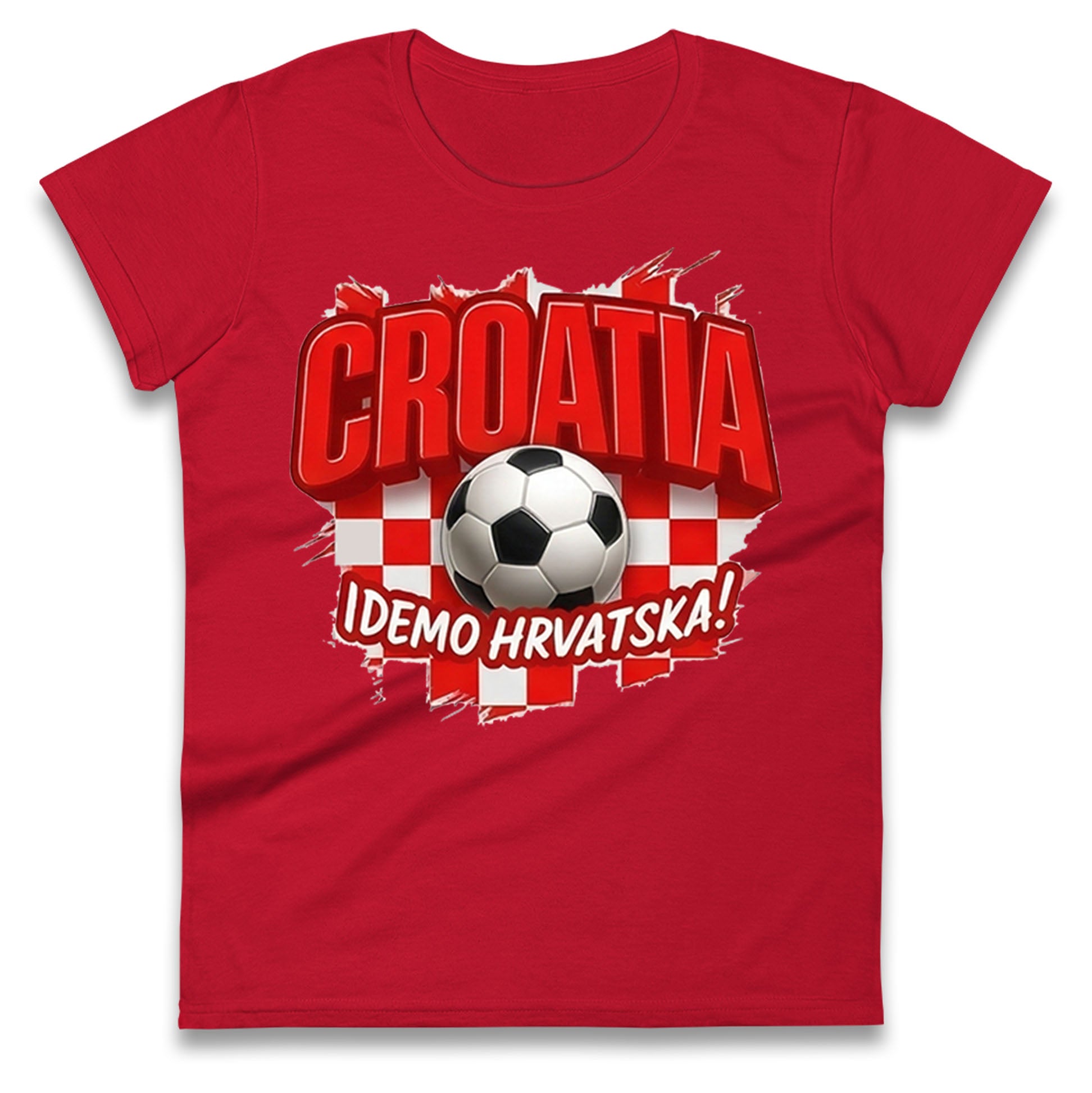 Croatia Retro World Cup Ladies T Shirt