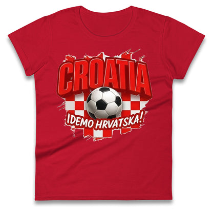 Croatia Retro World Cup Ladies T Shirt