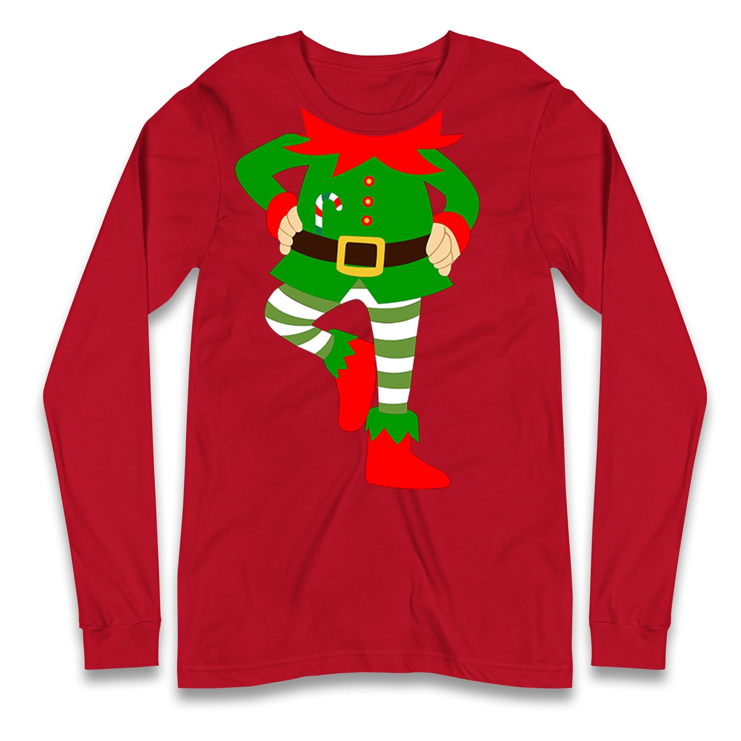 Personalise Christmas Party Wear Elf Long Sleeve T Shirt