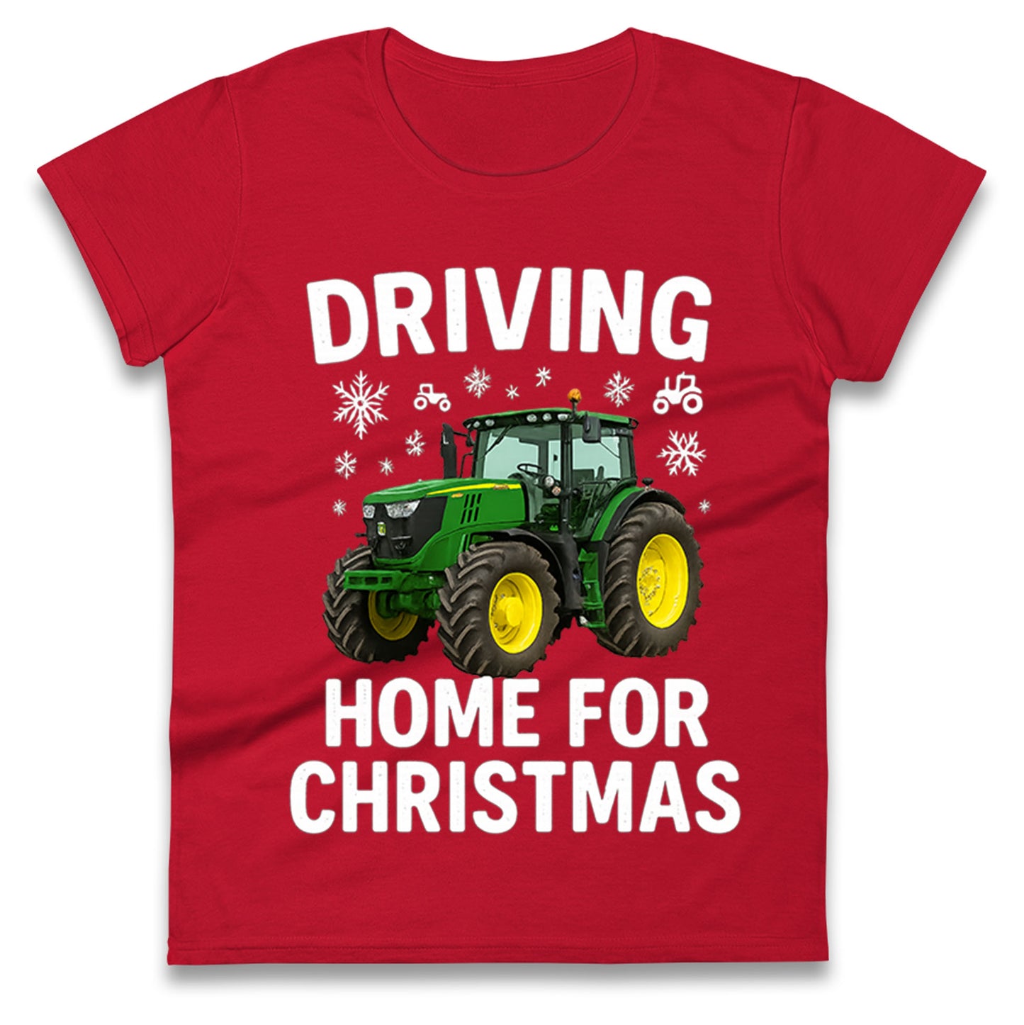 John Deere Tractor Christmas Ladies T Shirt