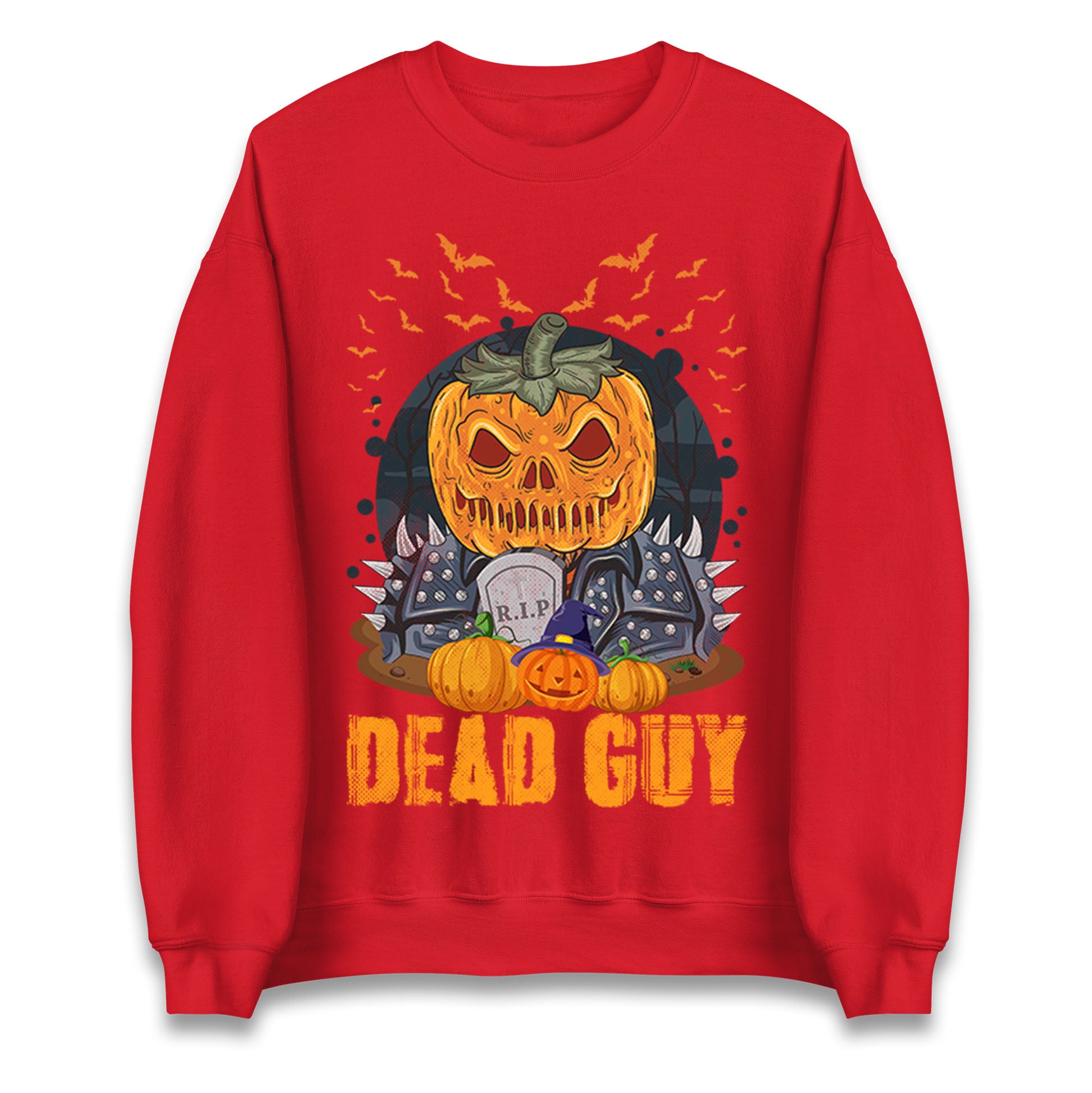 Scary Pumpkin Dead Guy Halloween Sweatshirt
