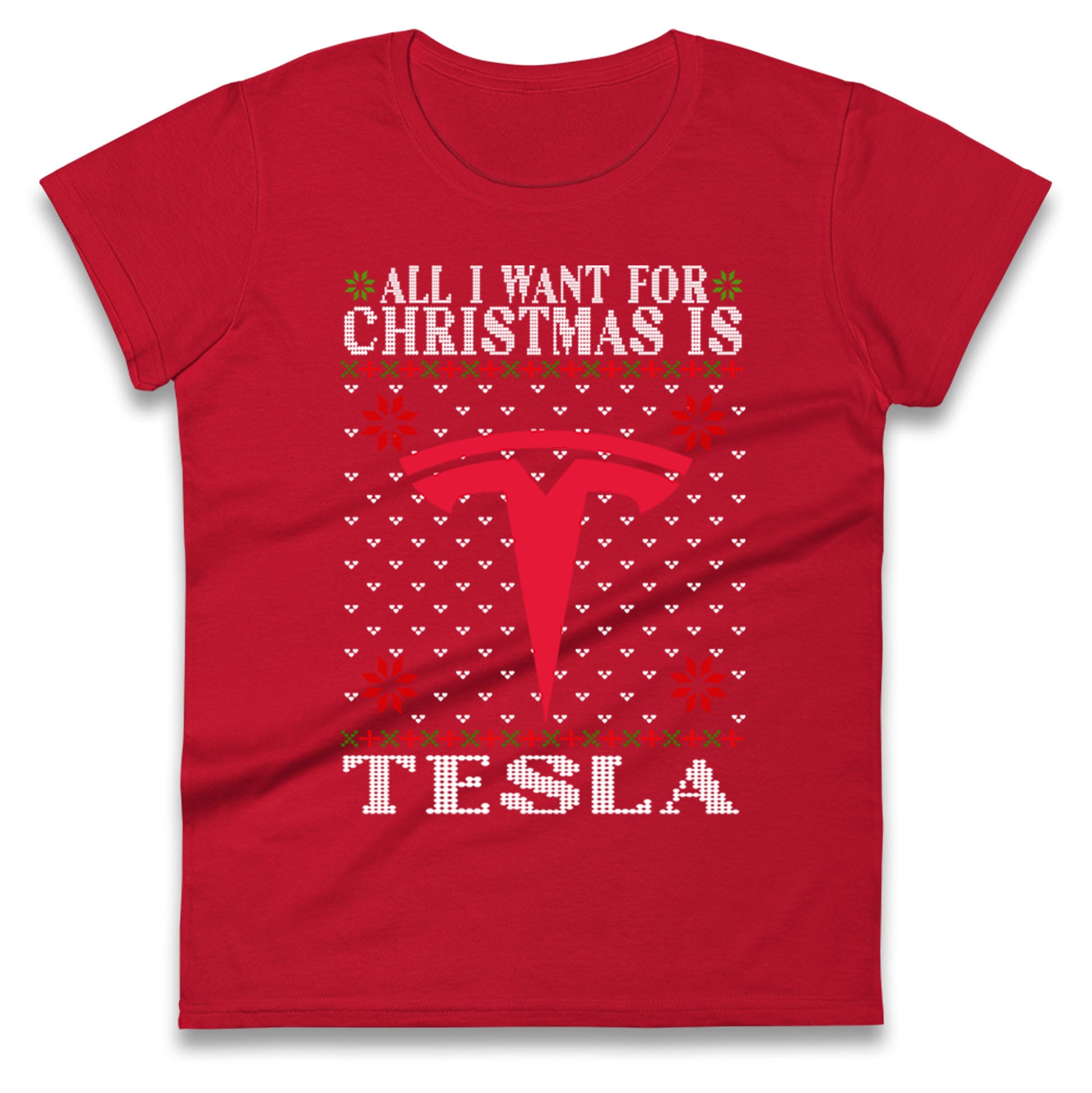 tesla christmas womens t shirt