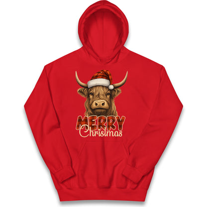 Highland Cow Christmas Kids Hoodie