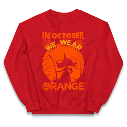 In October We Wear Orange Halloween Jumper
