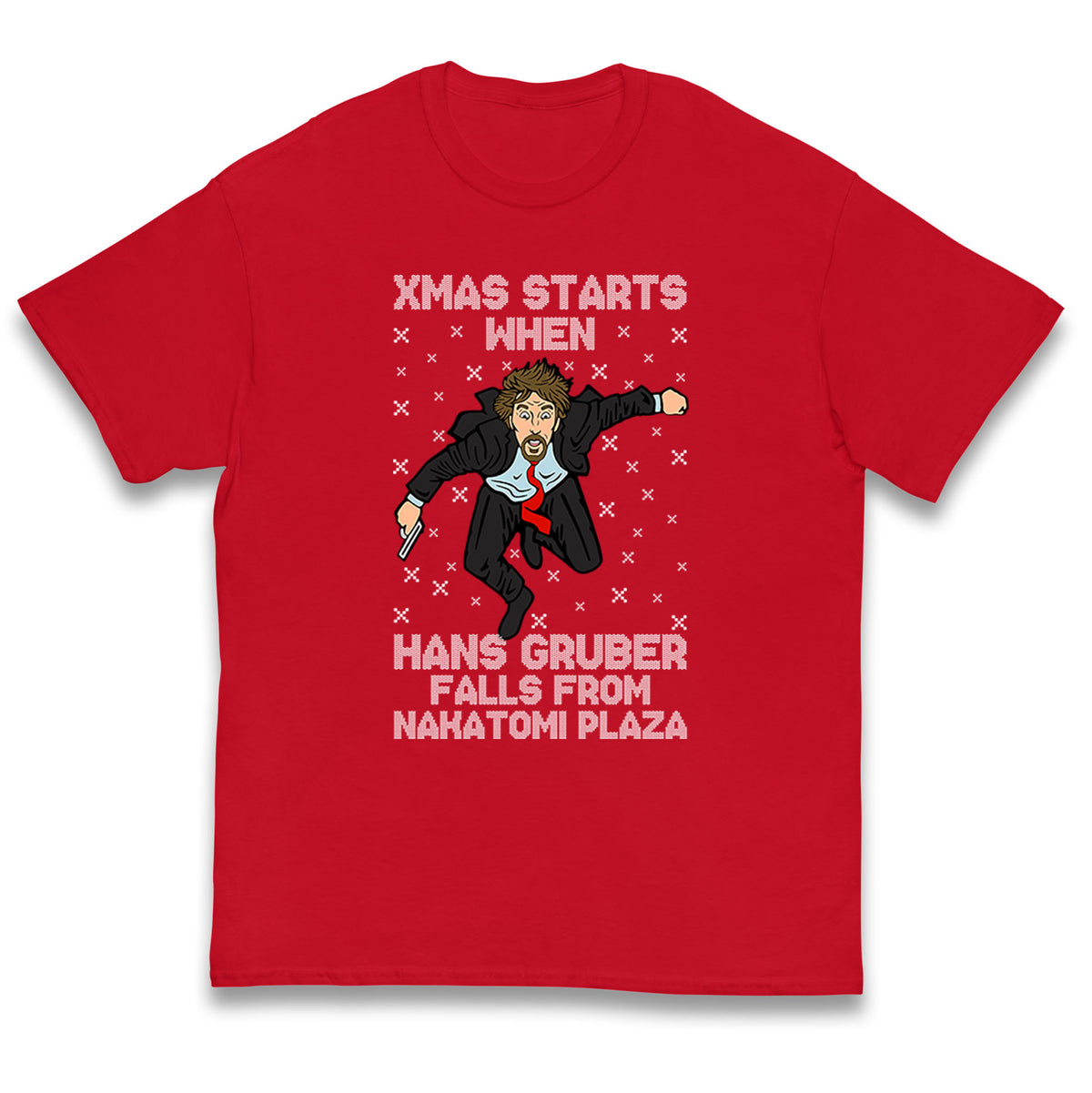 hans gruber falling t shirt