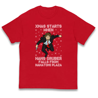 hans gruber falling t shirt