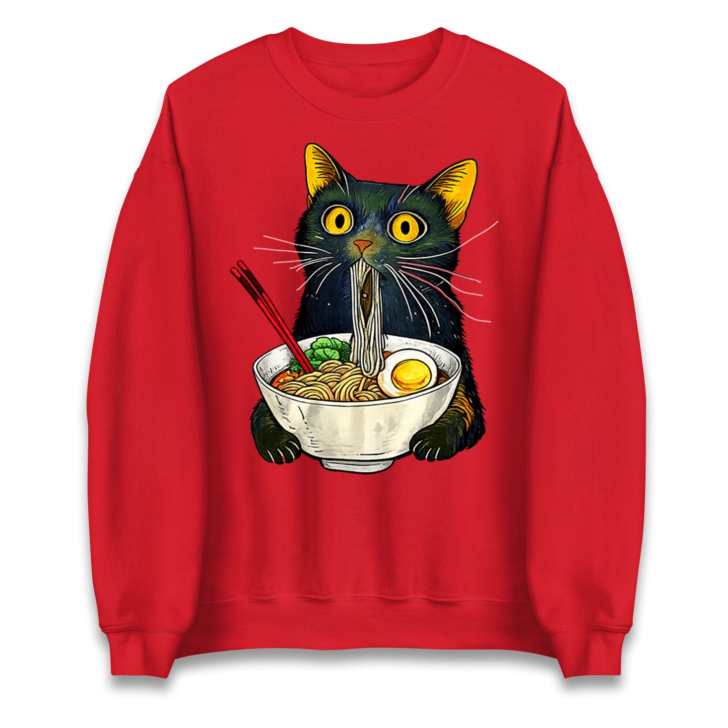 Ramen Noodle Black Cat Foodie Lover Meme Jumper