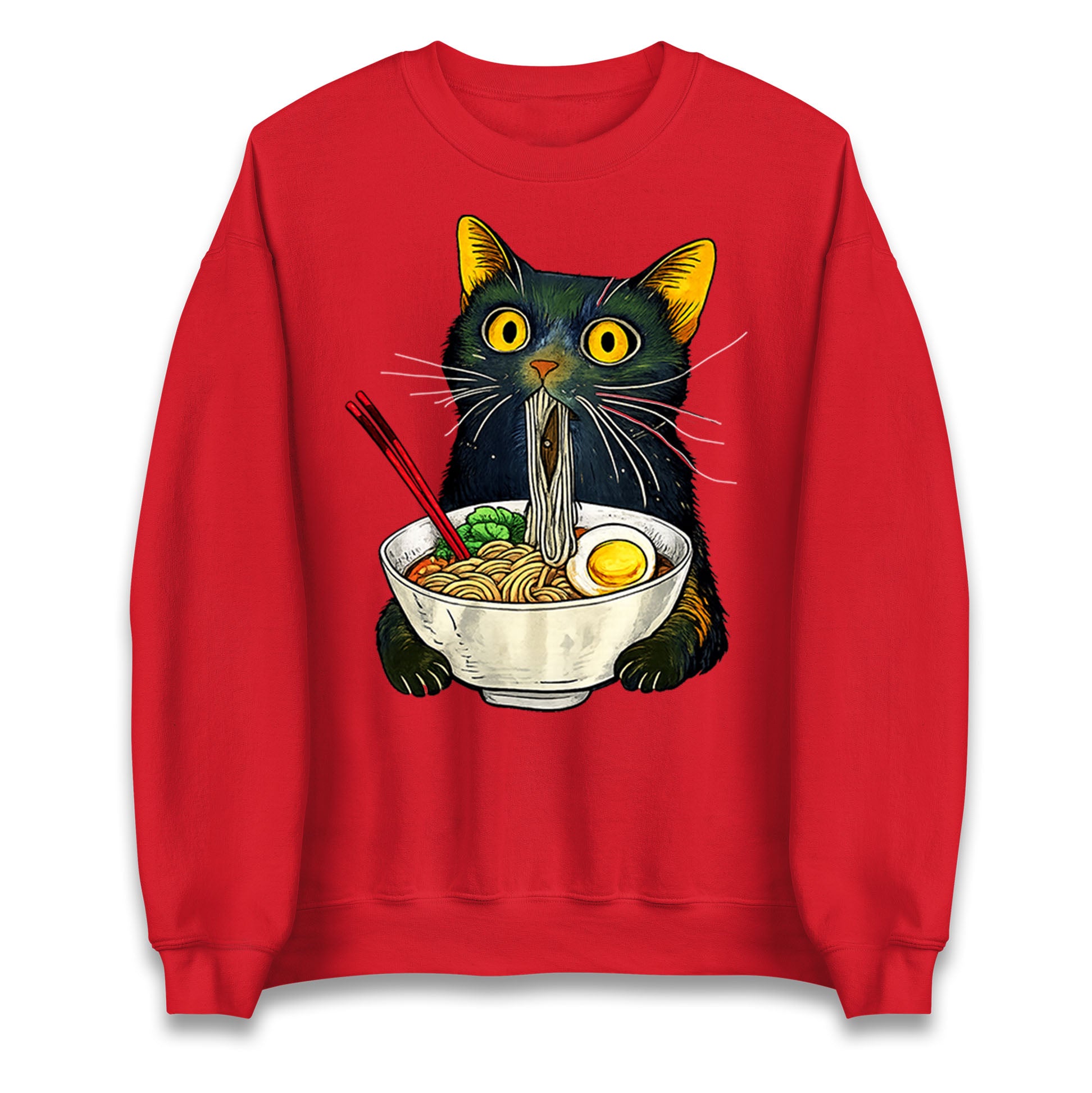 Ramen Noodle Black Cat Foodie Lover Meme Jumper