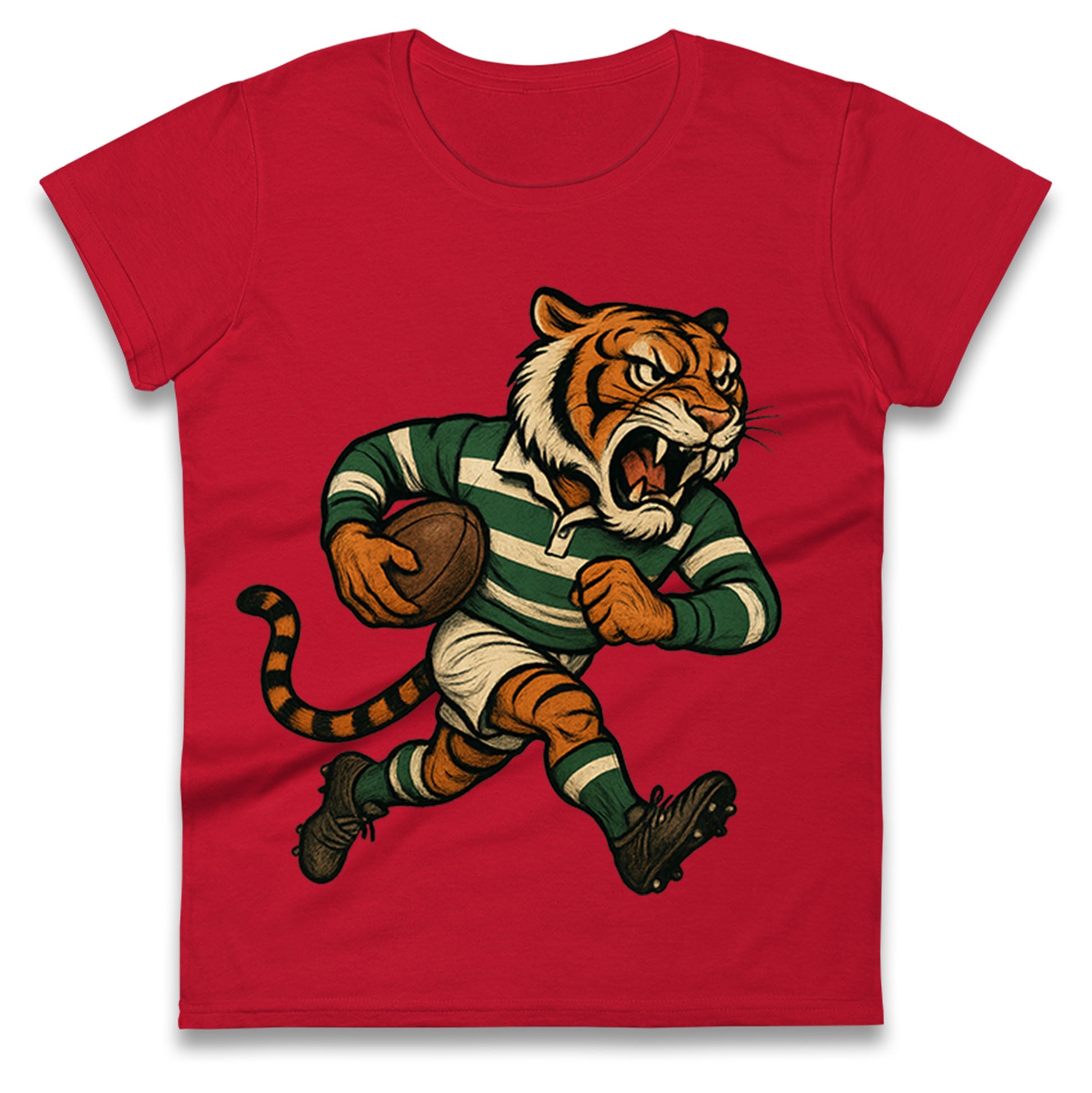Retro Leicester Tigers Rugby Union Ladies T Shirt