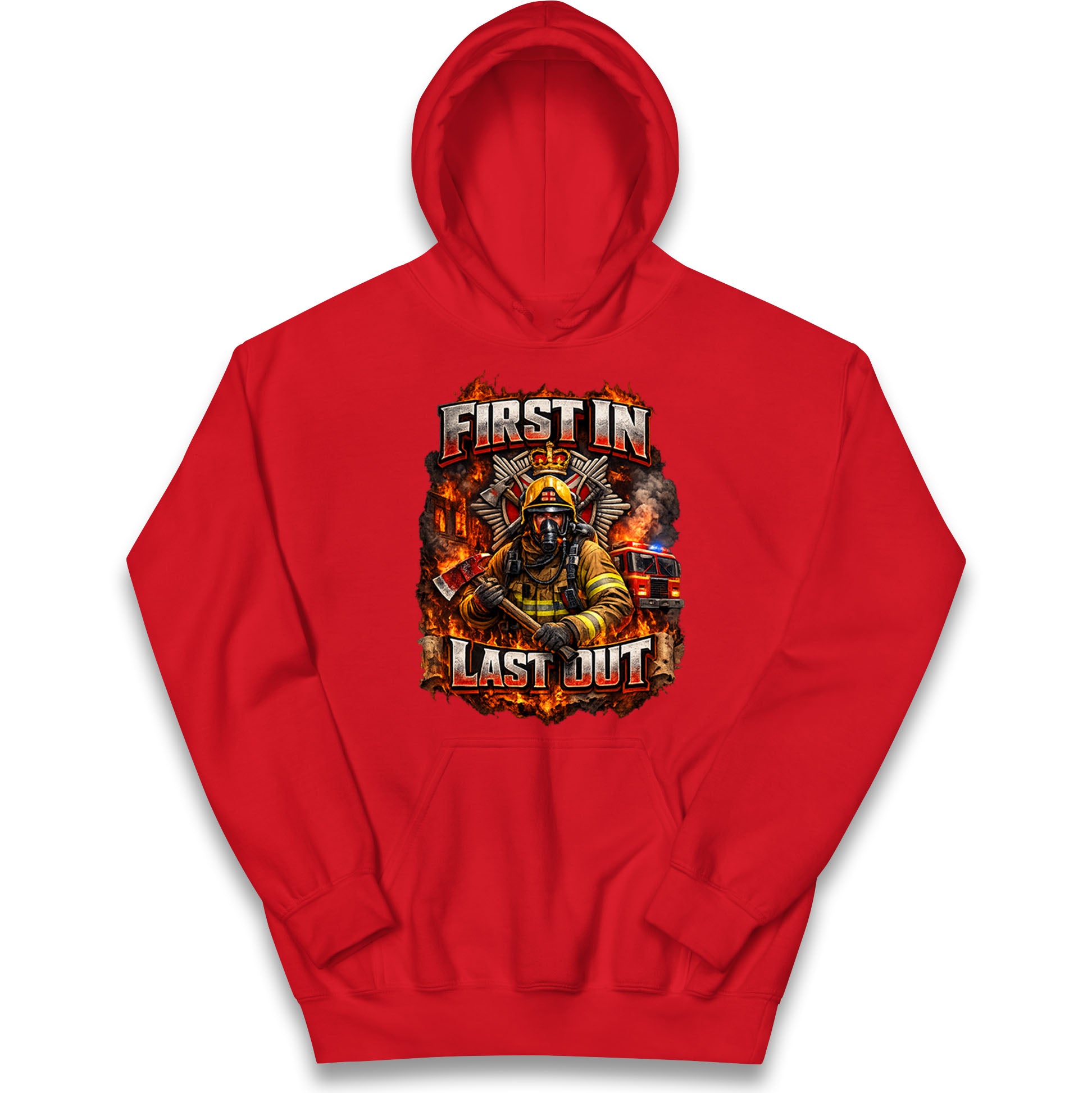 Firefighter First in Last Out Kids Hoodie