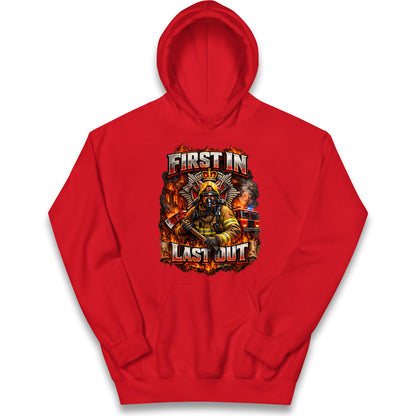 Firefighter First in Last Out Kids Hoodie
