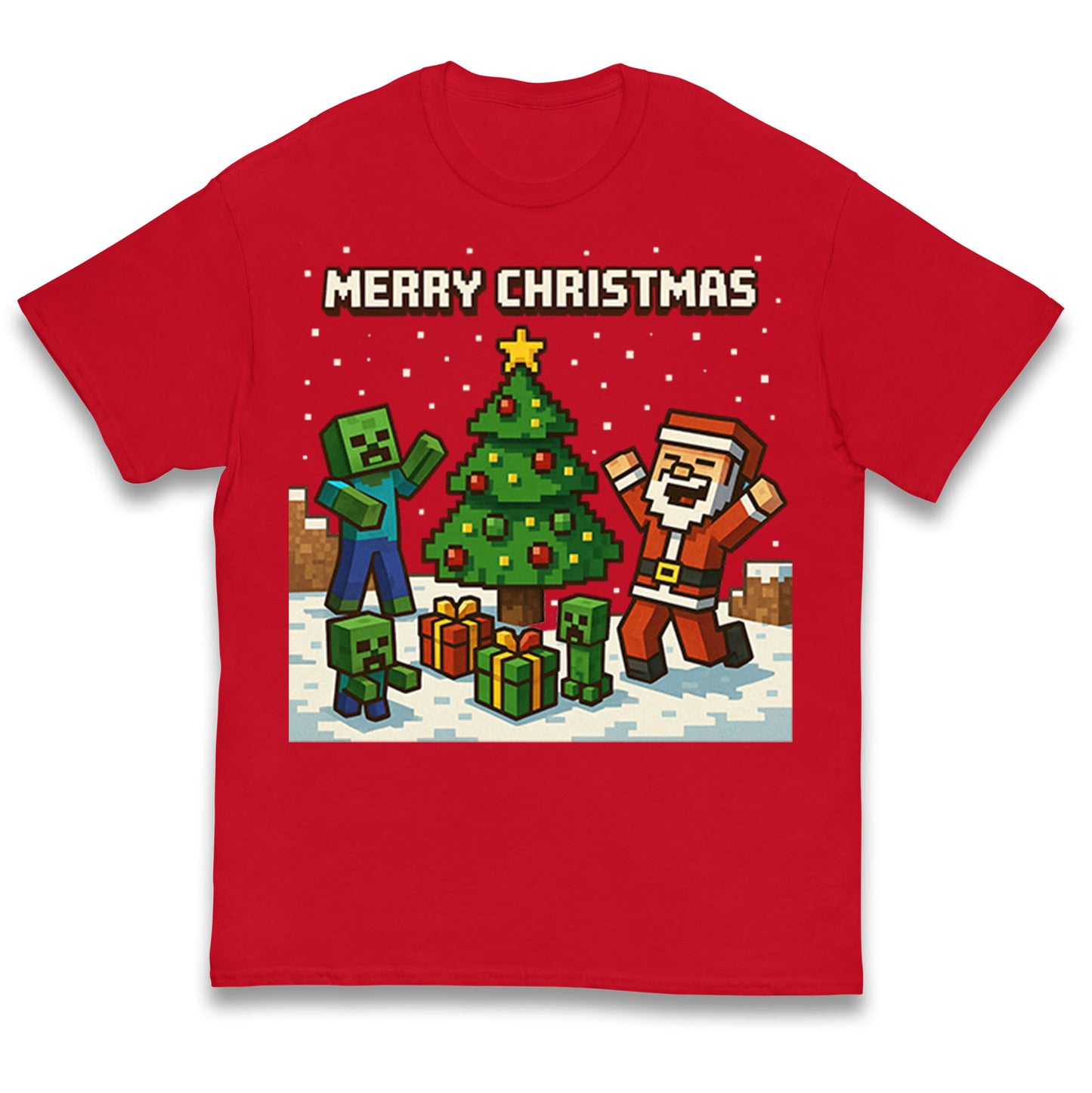 Minecraft Christmas Kids T Shirt 