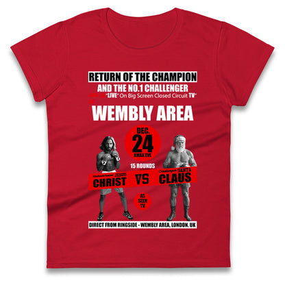 Jesus Christ Vs Santa Claus Ladies T Shirt