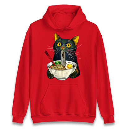 Ramen Noodle Black Cat Foodie Lover Meme Hoodie