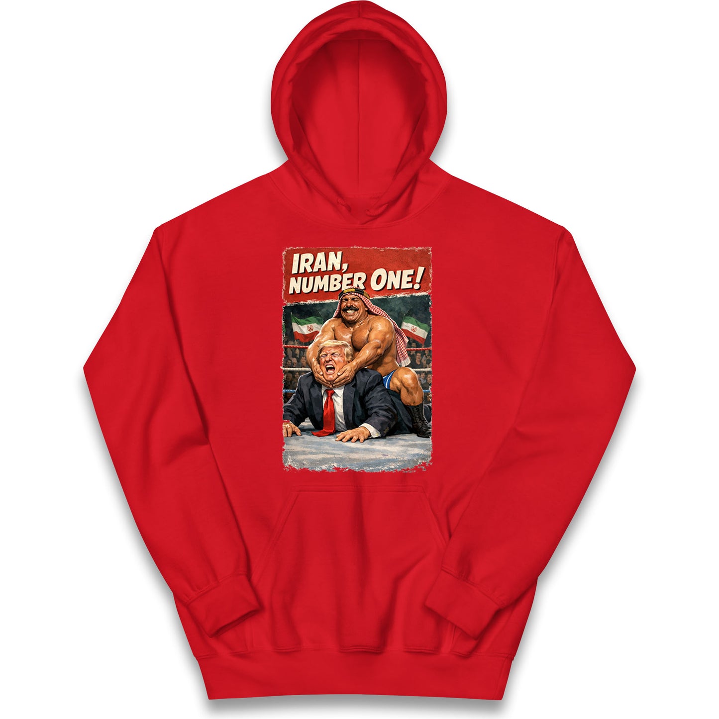 Donald Trump Iron Sheik Iran Wrestling Kids Hoodie