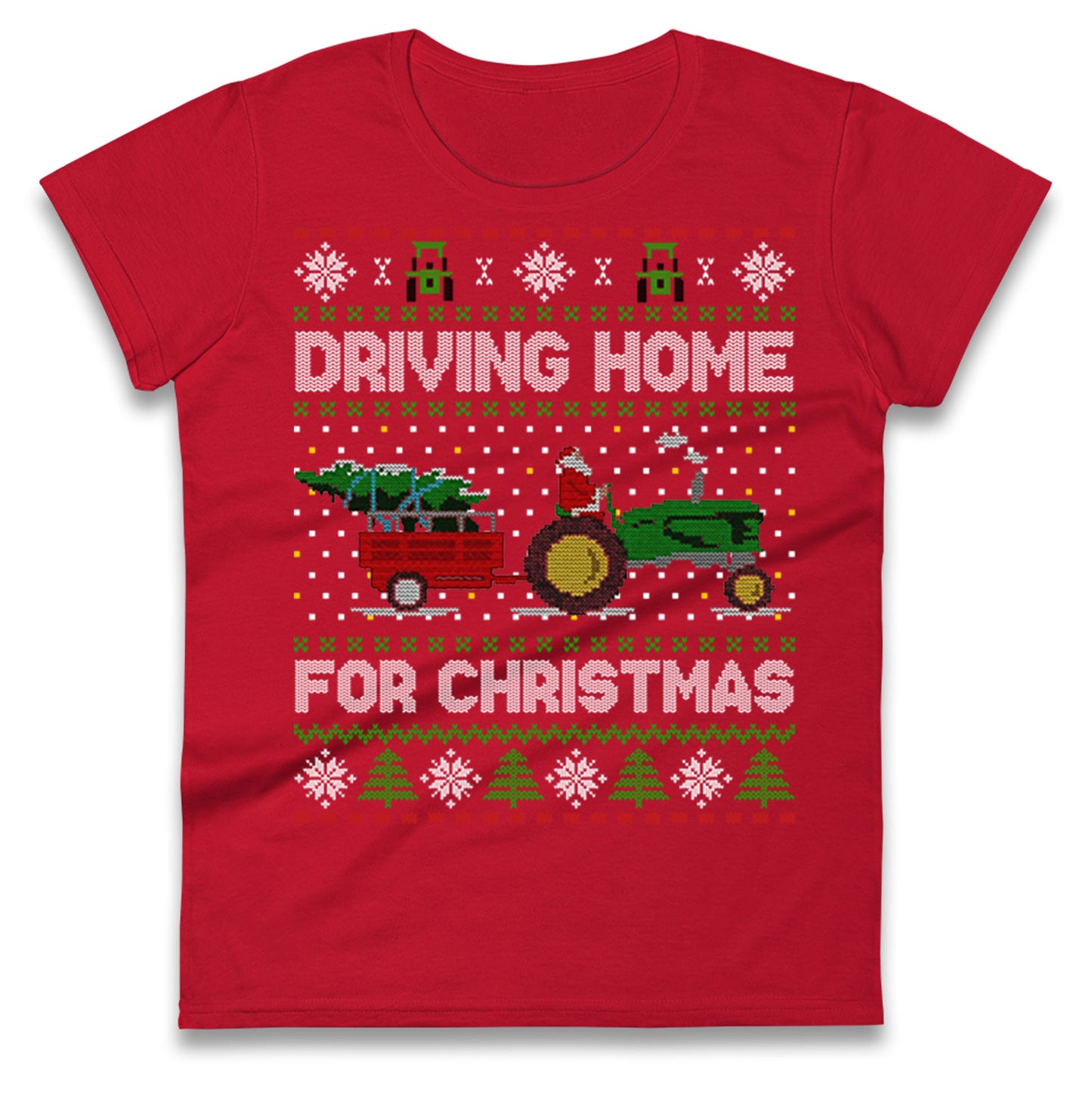 John Deere Christmas Ladies T Shirt 