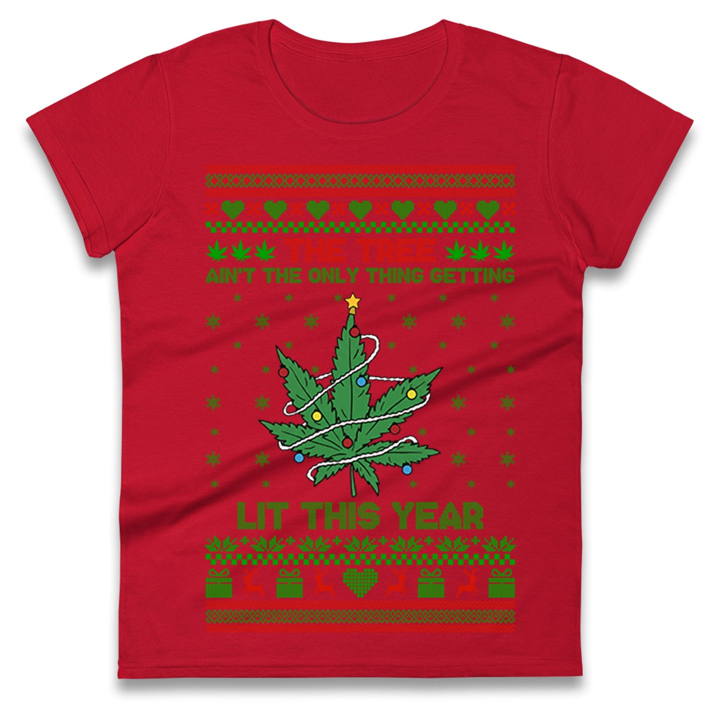 Cannabis Christmas Ladies T Shirt