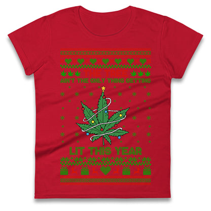 Cannabis Christmas Ladies T Shirt