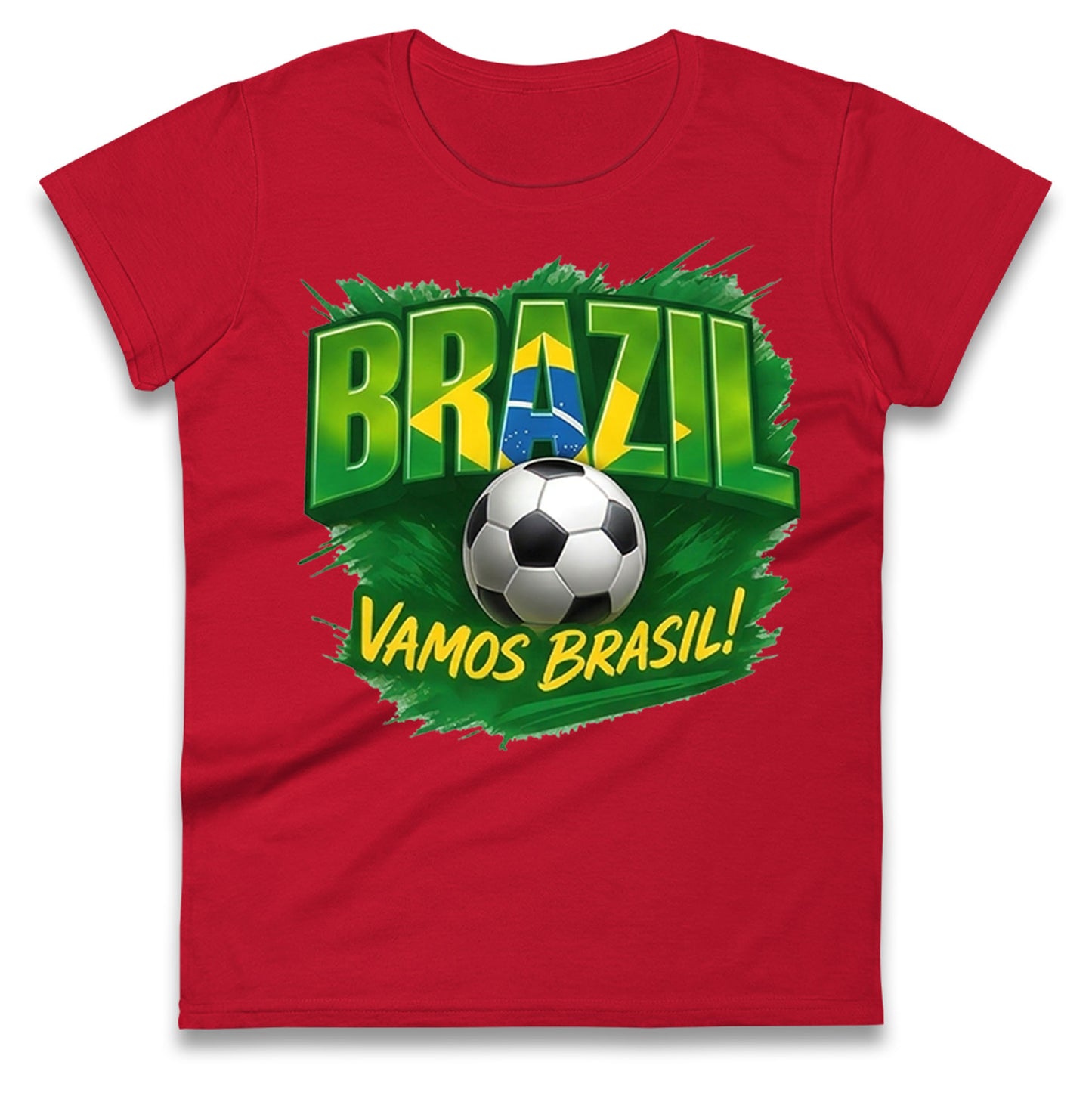 Brazil Retro Football Ladies T Shirt