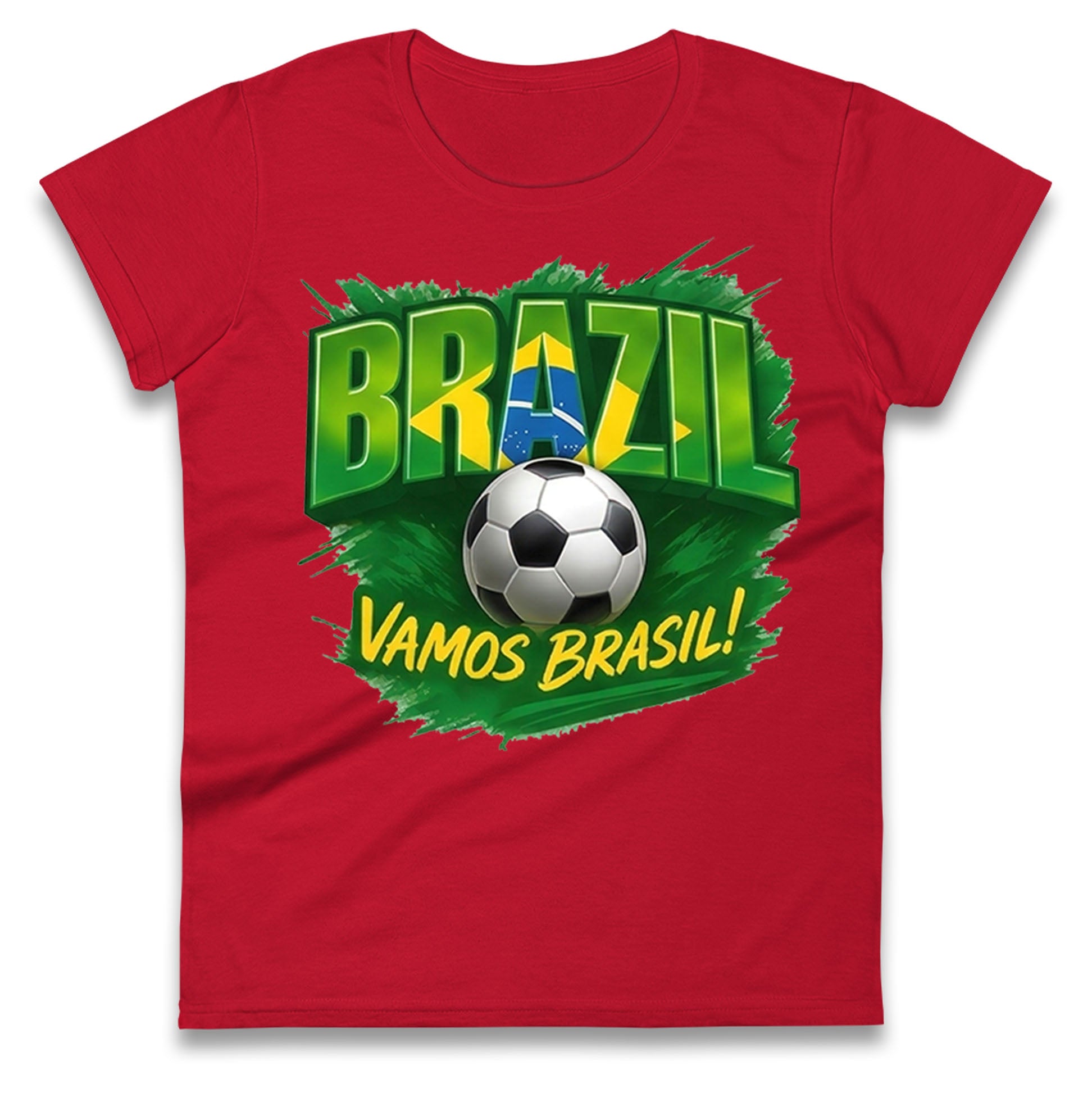 Brazil Retro Football Ladies T Shirt