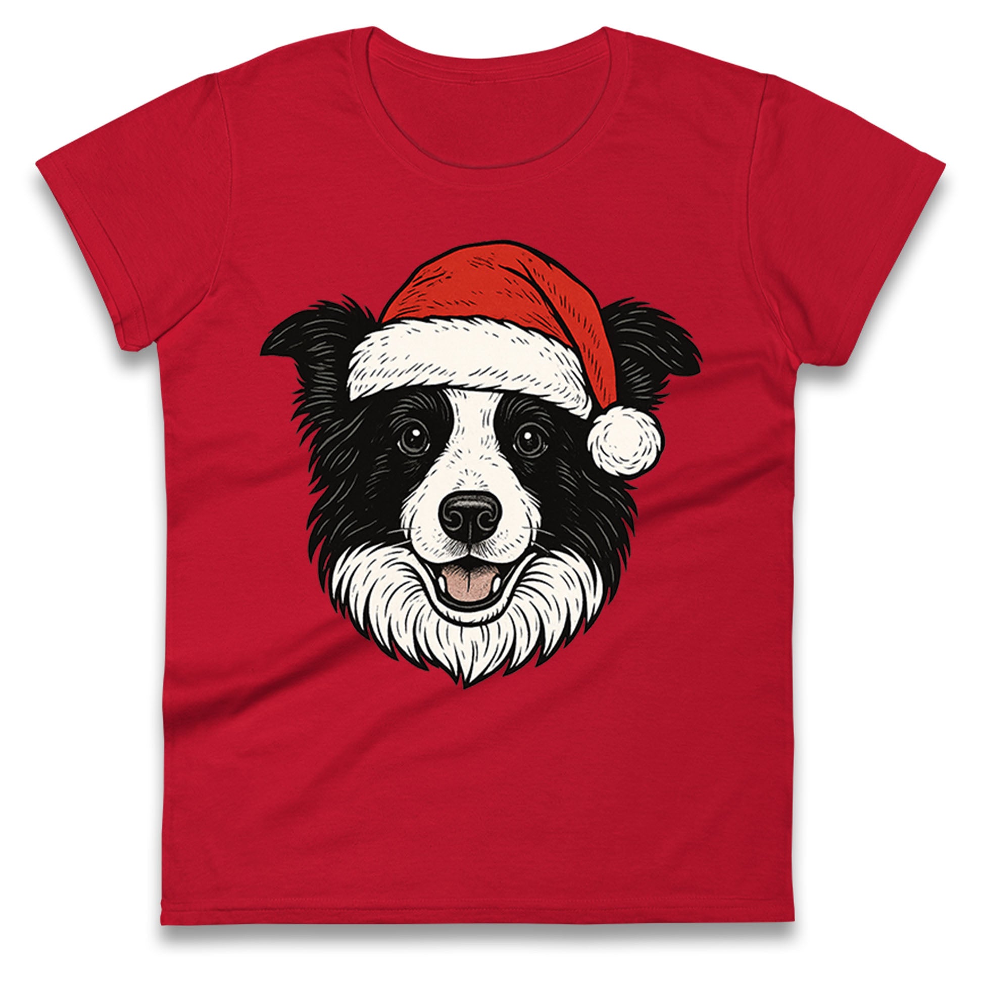 Border Collie Christmas Ladies T Shirt