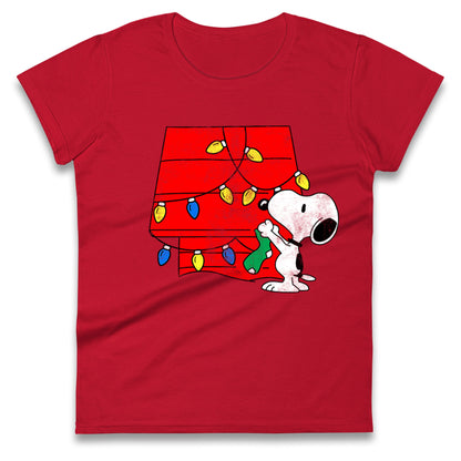 snoopy lighting house christmas womens top