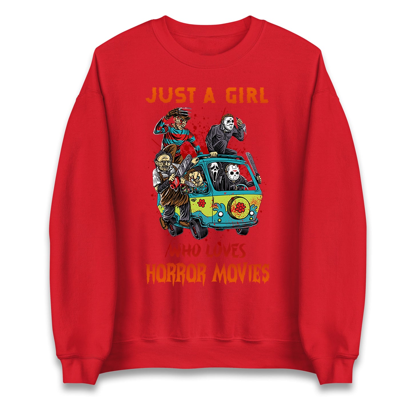 Just A Girl Who Loves Horror Movies Halloween Sweatshirt
