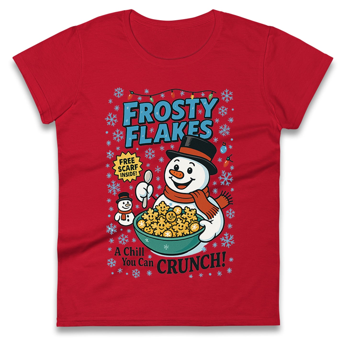 Snowman Christmas Ladies T Shirt
