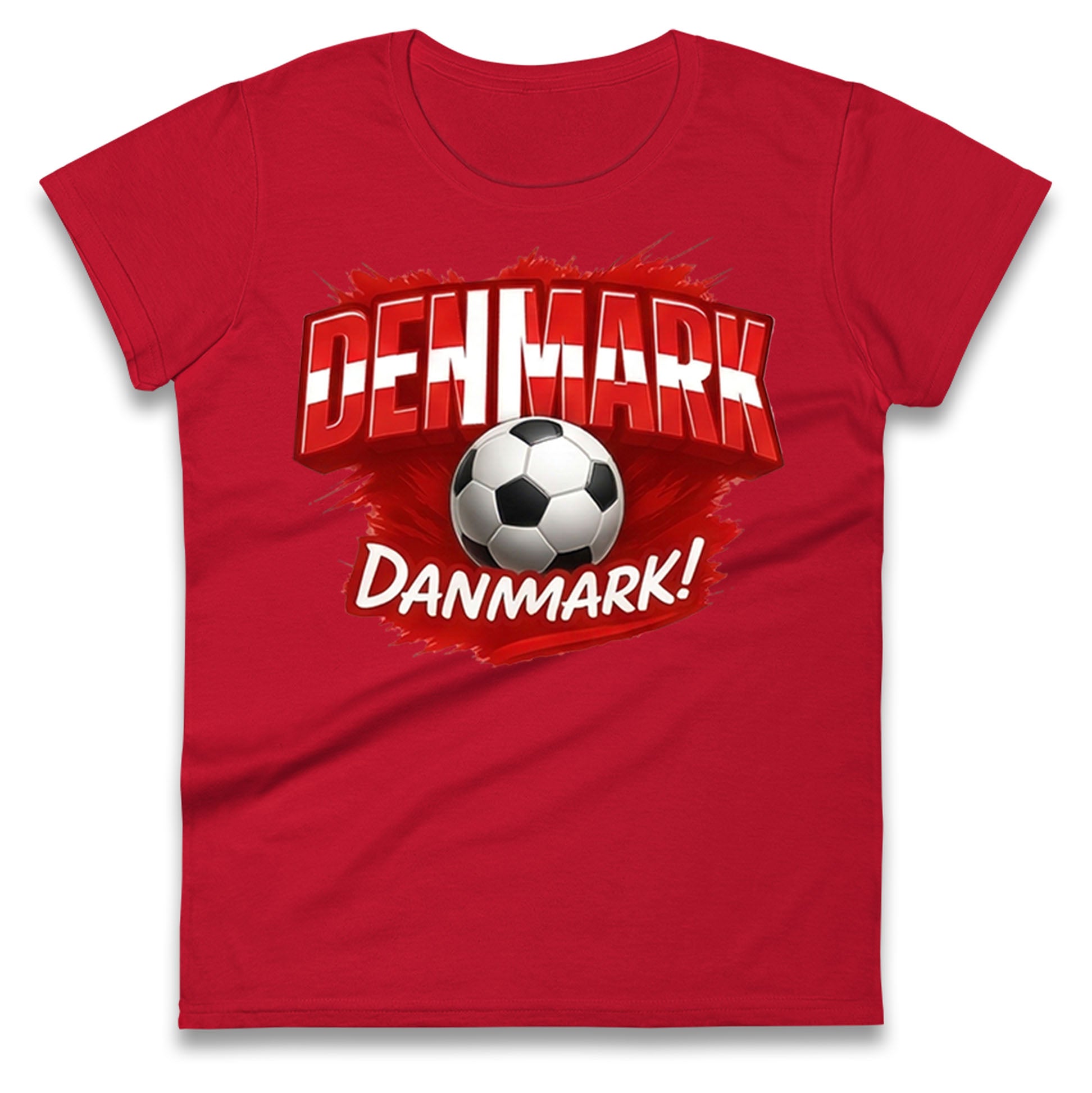 Denmark Retro World Cup Ladies T Shirt 
