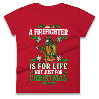 Firefighter Christmas Ladies T Shirt