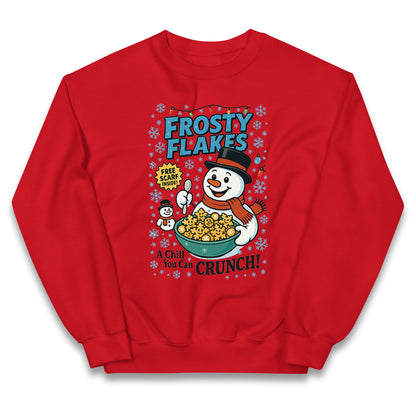 Frosty Flakes Snowman Christmas Kids Jumper