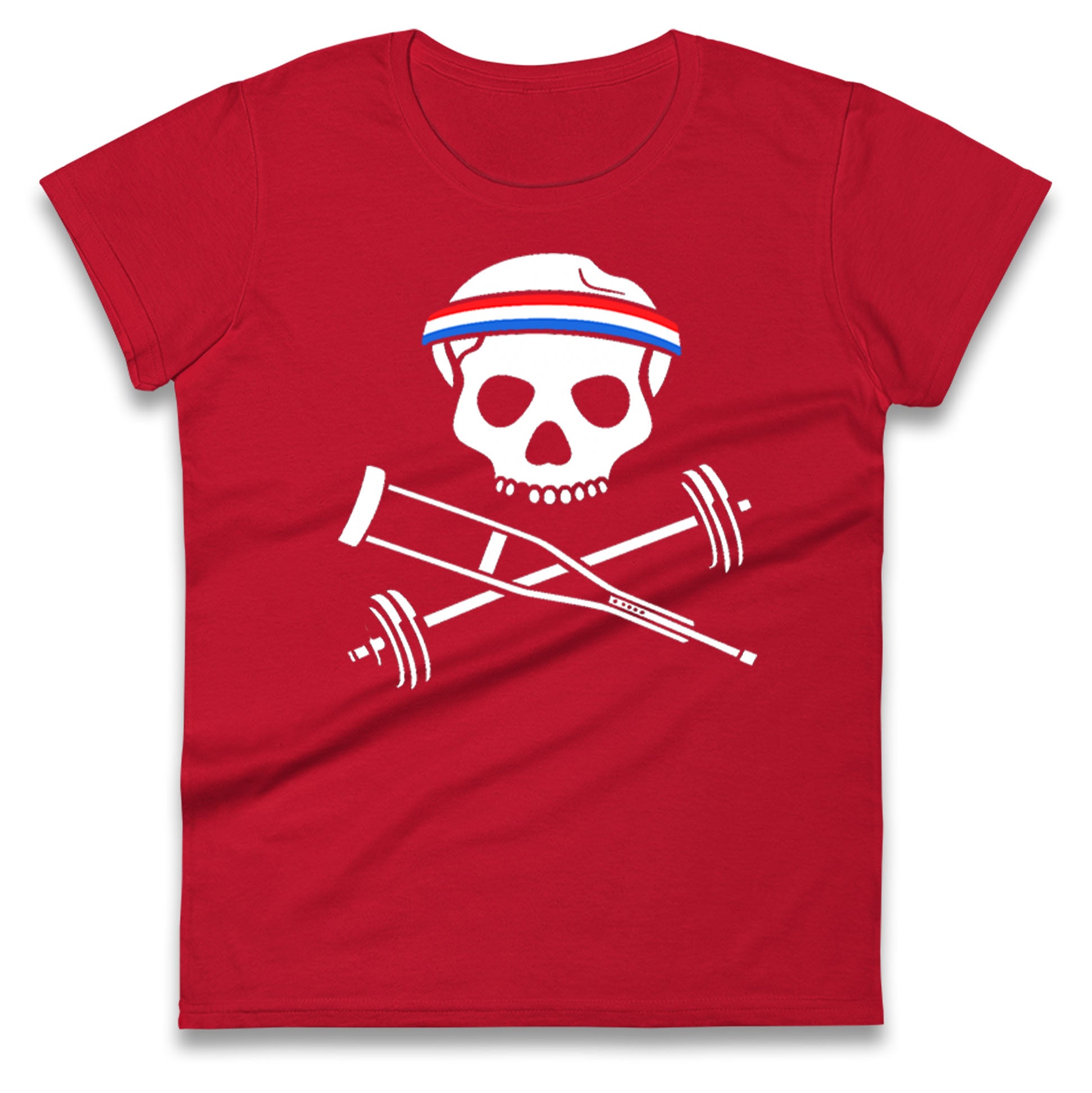 Johnny Knoxville Crutch Barbell & Bones Ladies T Shirt