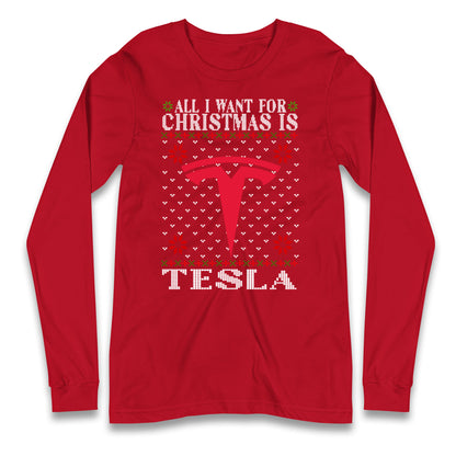 tesla christmas long sleeve t shirt