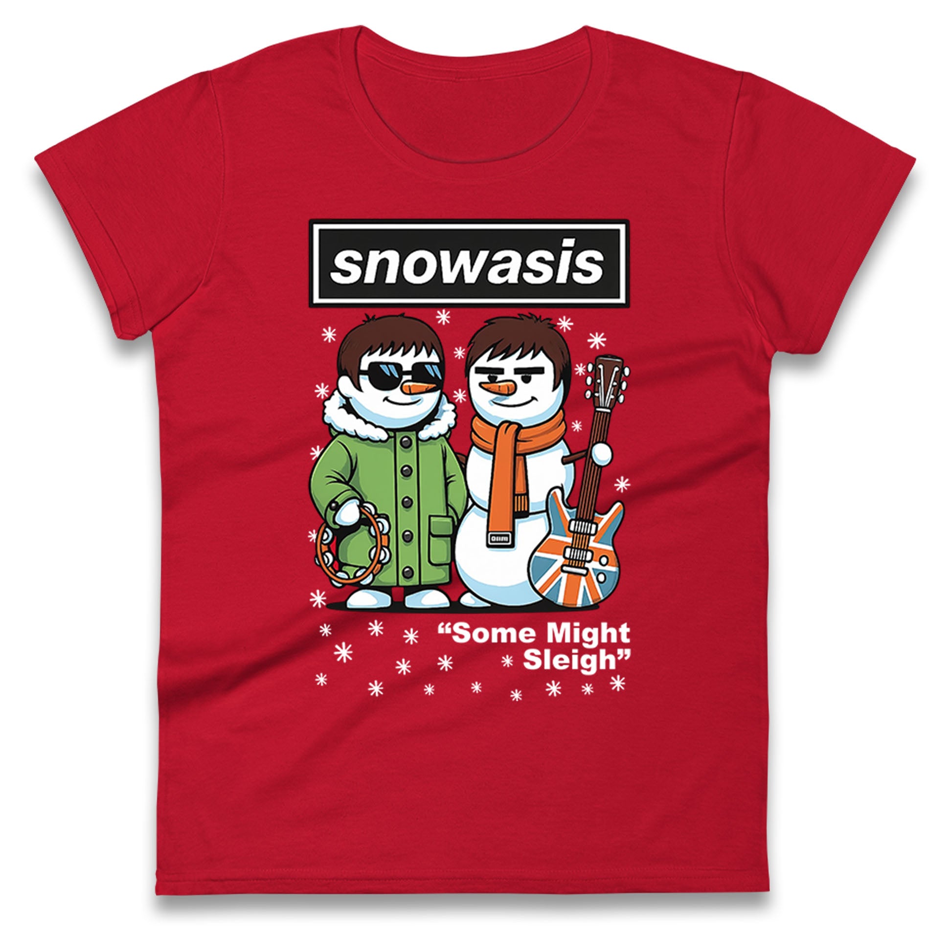 Snowasis Might Sleigh Xmas Music Band  Ladies T Shirt 