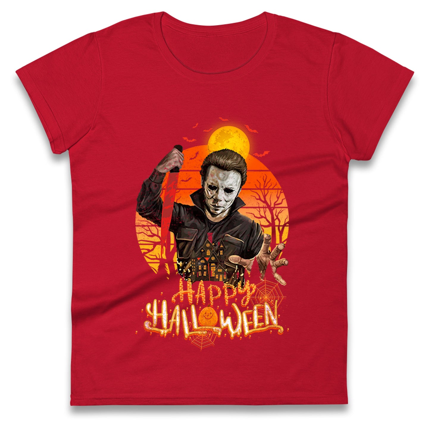 Michael Myers Happy Halloween Womens t shirt